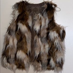 Cow print, long fur vest!
